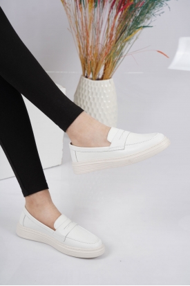 Hakiki Deri Beyaz Kadın Sneaker Ayakkabı 221108108