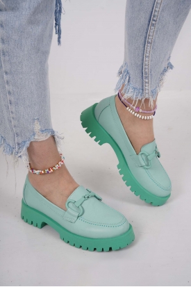 Hakiki Deri Mint Yeşili Kadın Casual Ayakkabı 231108121