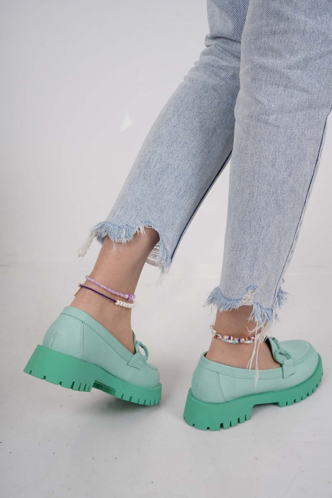 Hakiki Deri Mint Yeşili Kadın Casual Ayakkabı 231108121