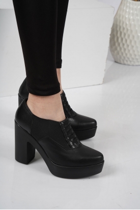 Hakiki Deri Siyah Kadın Topuklu Ayakkabı 202110102
