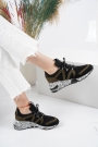 Hakiki Deri Siyah Nubuk Kadın Sneaker Ayakkabı 202110105