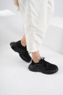 Hakiki Deri Siyah Süet Kadın Sneaker Ayakkabı 202110106