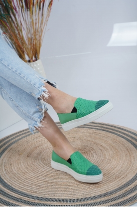 Hakiki Deri Yeşil Kadın Casual Ayakkabı 221110104
