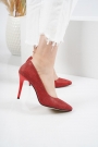 Hakiki Deri Kırmızı Ekose Kadın Stiletto Ayakkabı 221110105