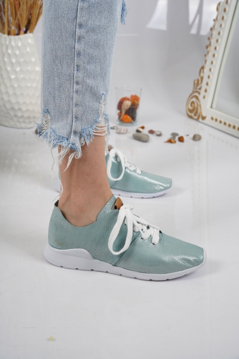 Hakiki Deri Mint Kadın Sneaker Ayakkabı 221110106