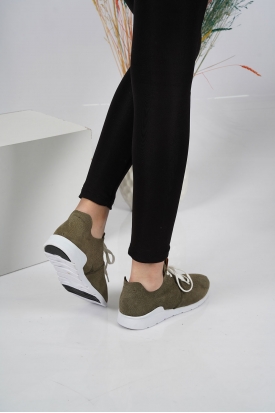 Hakiki Deri Haki Nubuk Kadın Sneaker Ayakkabı 221110106
