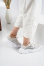 Hakiki Deri Beyaz Baskı Kadın Sneaker Ayakkabı 221110107
