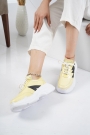 Hakiki Deri Sarı Baskılı Kadın Sneaker Ayakkabı 221110107