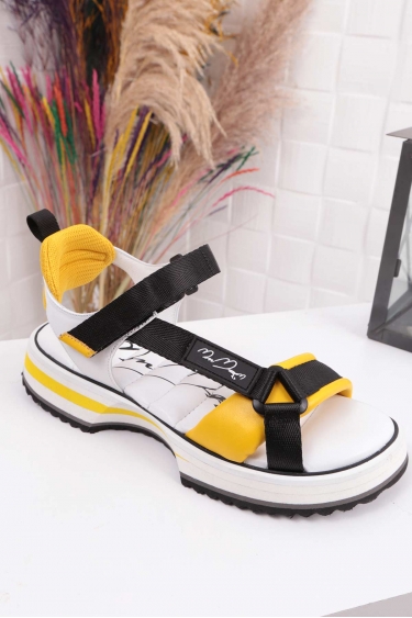 Sarı-Beyaz Kadın Spor Sandalet 211114502