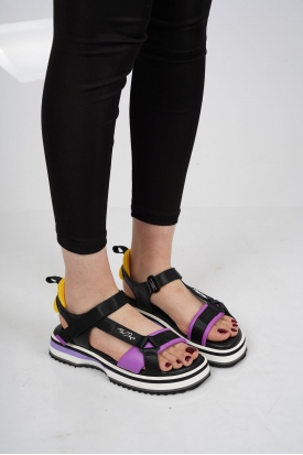 Siyah-Mor-Sarı Kadın Spor Sandalet 211114502