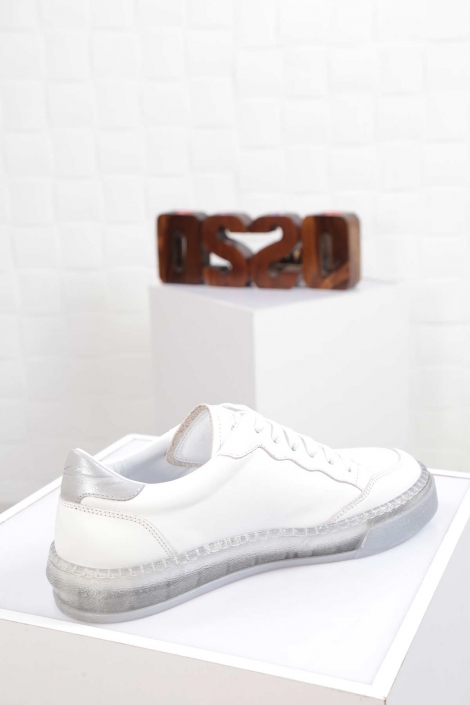 Hakiki Deri 403-Gümüş Kadın Sneaker Ayakkabı 212114108