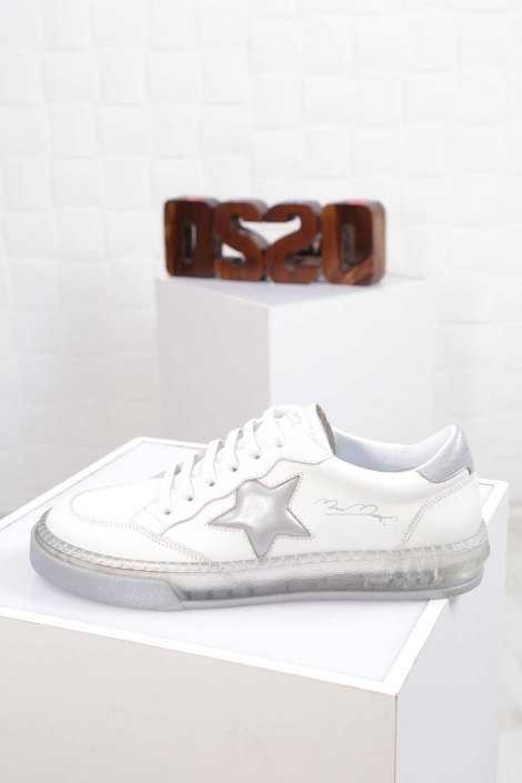 Hakiki Deri 403-Gümüş Kadın Sneaker Ayakkabı 212114108
