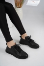 Hakiki Deri Siyah Kadın Sneaker Ayakkabı 221114107