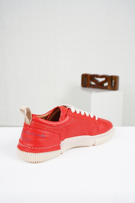 Hakiki Deri Kırmızı Kadın Sneaker Ayakkabı 221114107