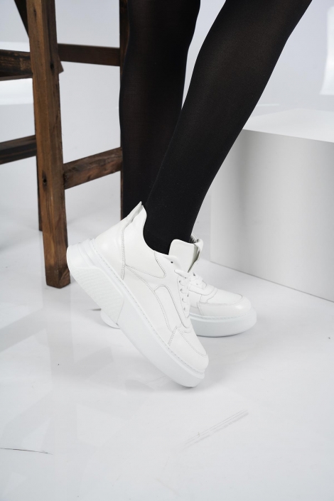 Hakiki Deri Beyaz Kadın Sneaker Ayakkabı 222114107