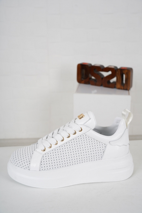 Hakiki Deri Beyaz Kadın Sneaker Ayakkabı 231114101