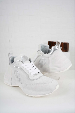 Hakiki Deri Kırık Beyaz-Gümüş Kadın Sneaker Ayakkabı 241114101