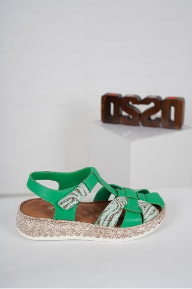 Hakiki Deri Yeşil Kadın Comfort Sandalet 231125503