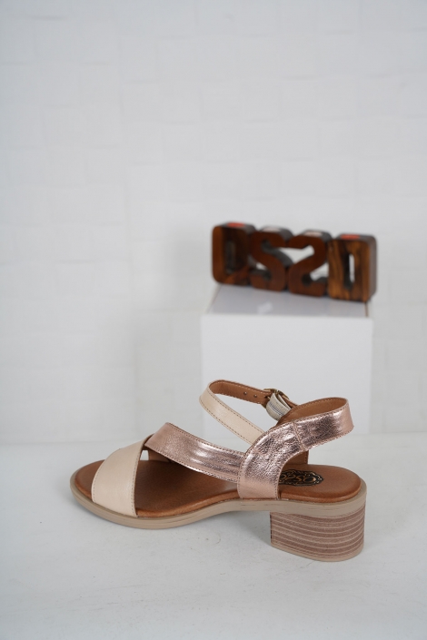 Hakiki Deri Bej-Bronz Kadın Topuklu Sandalet 231126504