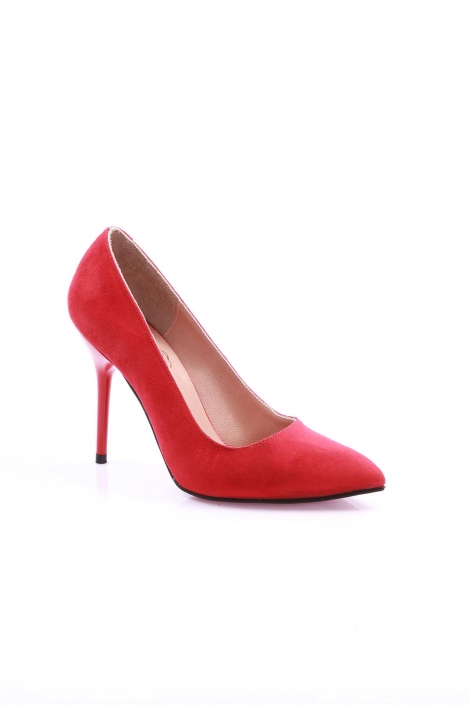 Kırmızı Süet Kadın Stiletto Ayakkabı 202127101