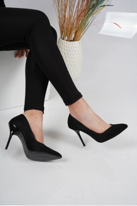 Siyah Süet Kadın Stiletto Ayakkabı 202127105