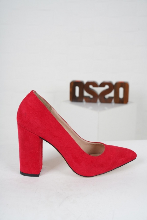 Kırmızı Süet Kadın Stiletto Ayakkabı 202127116