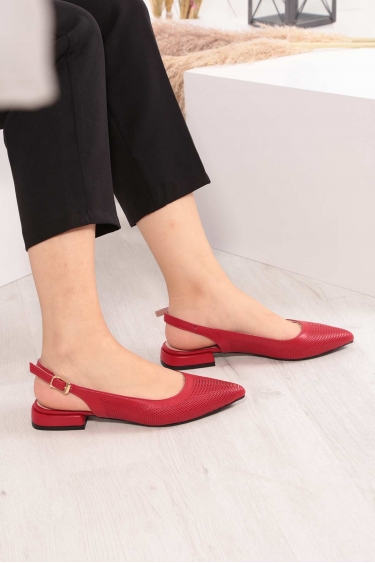 Hakiki Deri Kırmızı Kadın Burun Kapalı Sandalet 211127510