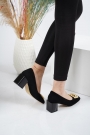 Hakiki Deri Siyah Süet Kadın Topuklu Ayakkabı 221127102