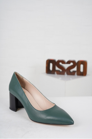 Hakiki Deri Yeşil Kadın Topuklu Ayakkabı 221127120