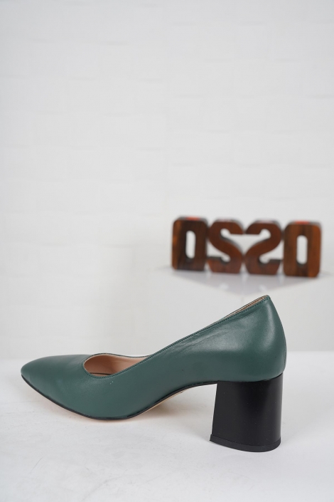 Hakiki Deri Yeşil Kadın Topuklu Ayakkabı 221127120