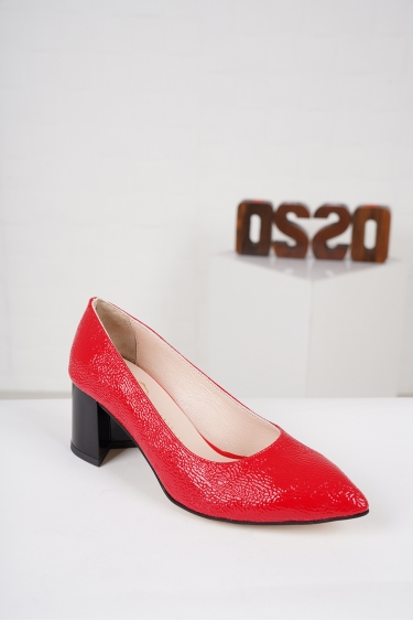 Kırmızı Sulu Rugan Kadın Topuklu Ayakkabı 221127122