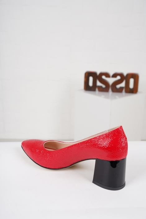 Kırmızı Sulu Rugan Kadın Topuklu Ayakkabı 221127122