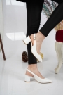 Hakiki Deri Beyaz Kadın Topuklu Sandalet 221127523