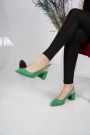 Hakiki Deri Çimen Yeşil Kadın Topuklu Sandalet 221127523