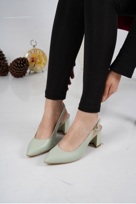 Hakiki Deri Mint Kadın Topuklu Sandalet 221127523