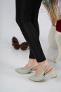 Hakiki Deri Mint Kadın Topuklu Sandalet 221127523
