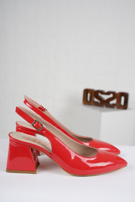 Kırmızı Rugan Kadın Topuklu Sandalet 221127528