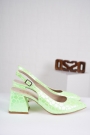 Yeşil Kroko Rugan Kadın Topuklu Sandalet 221127528