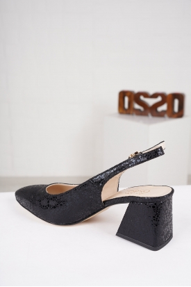 Siyah Baloncuk Parlak Kadın Topuklu Sandalet 221127528