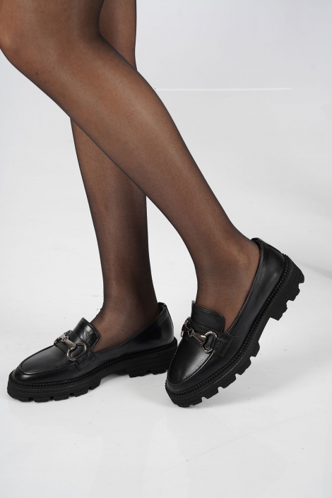 Hakiki Deri Siyah Kadın Casual Ayakkabı 231127101