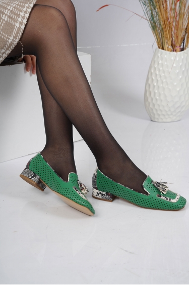 Hakiki Deri Yeşil-Piton Kadın Casual Ayakkabı 231127106
