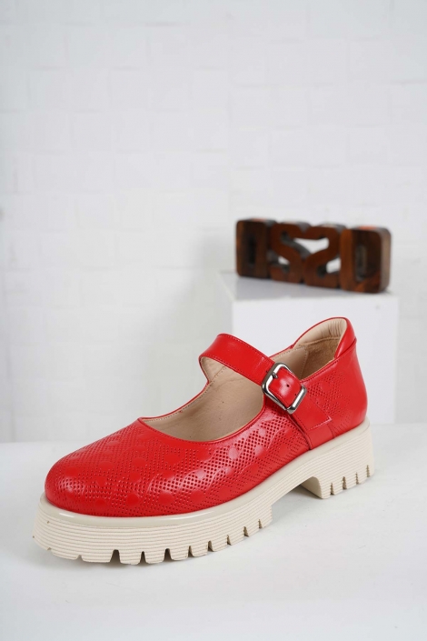 Hakiki Deri Kırmızı Kadın Casual Ayakkabı 241134102