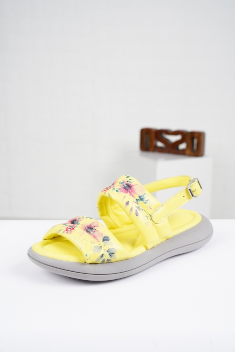Hakiki Deri Sarı Croc Kadın Komfort Terlik 221135501