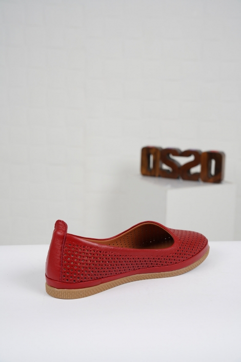 Hakiki Deri Kırmızı Kadın Babet Ayakkabı 221172101