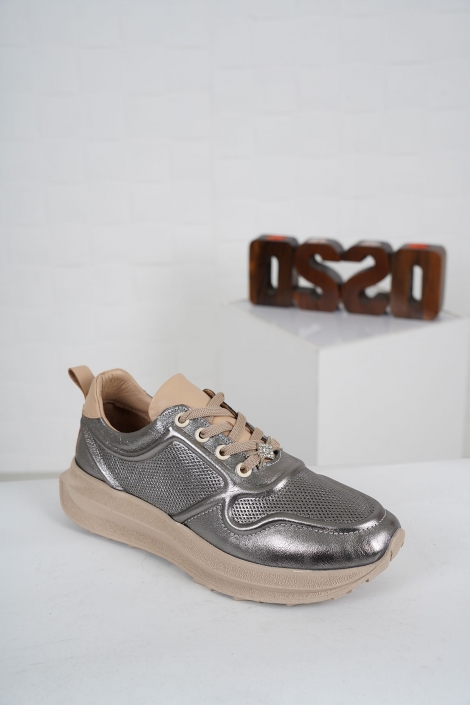 Hakiki Deri Çelik-Bisküvi Kadın Sneaker Ayakkabı 231176111