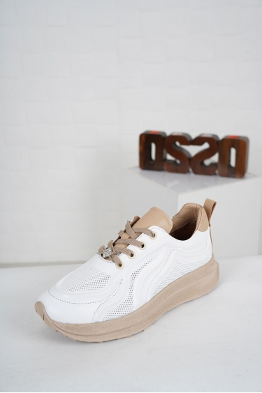 Hakiki Deri Beyaz-Bisküvi Kadın Sneaker Ayakkabı 231176112
