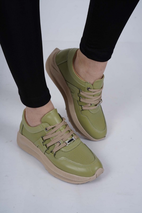 Hakiki Deri Avokado Kadın Sneaker Ayakkabı 231176113