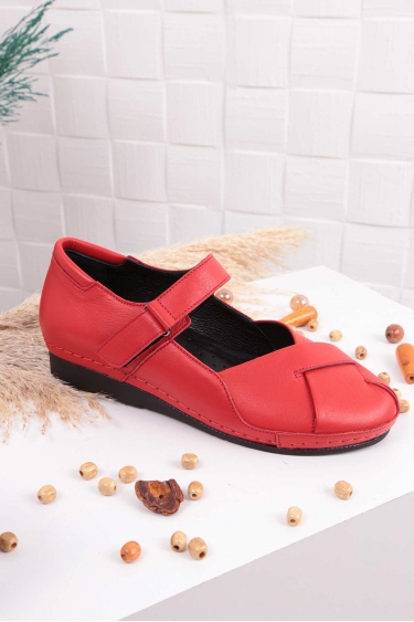 Hakiki Deri Kırmızı Kadın Comfort Ayakkabı 211177101