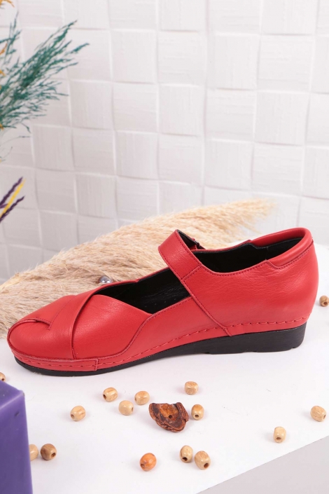 Hakiki Deri Kırmızı Kadın Comfort Ayakkabı 211177101