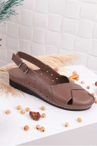 Hakiki Deri Siyah-Siyah Kroko Kadın Komfort Sandalet 211177505